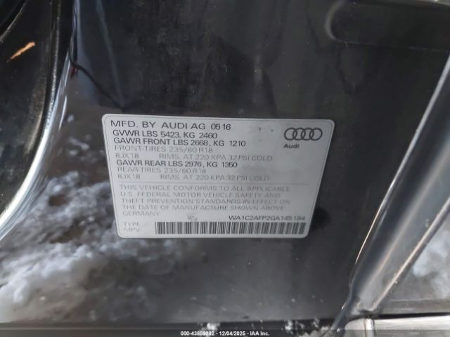 2016 AUDI Q5 WA1C2AFP2GA145184 Photo 8