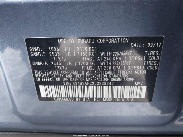 2018 SUBARU OUTBACK 4S4BSAFC2J3238342 Photo 8