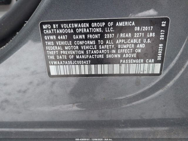 2018 VOLKSWAGEN PASSAT 1VWAA7A35JC003427 Photo 8
