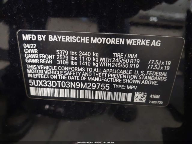 2022 BMW X4 5UX33DT03N9M29755 Photo 8