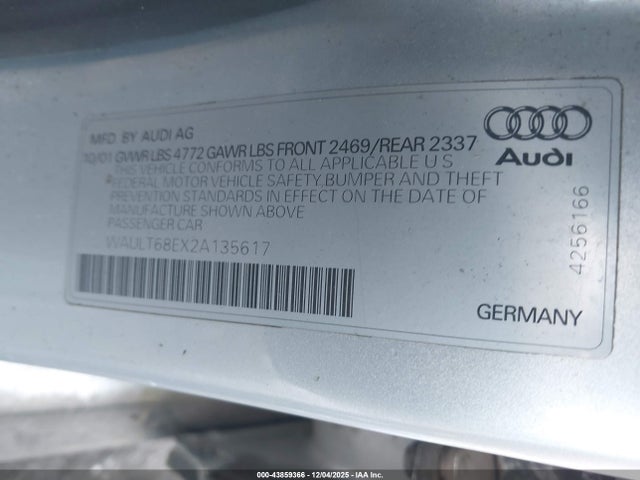 2002 AUDI A4 WAULT68EX2A135617 Photo 8