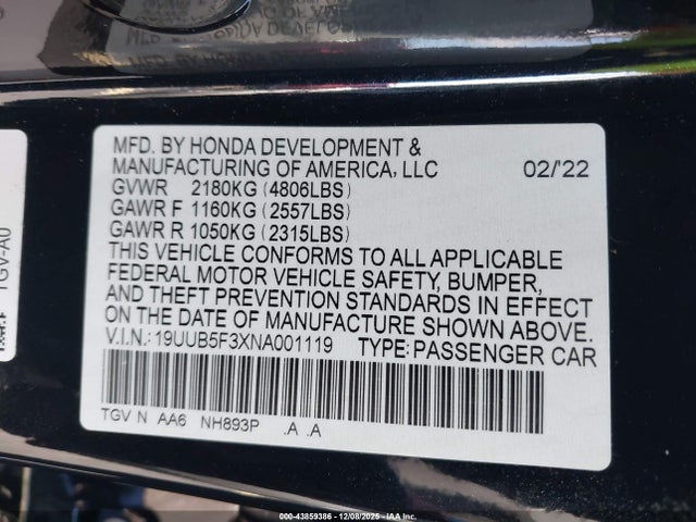 2022 ACURA TLX 19UUB5F3XNA001119 Photo 8