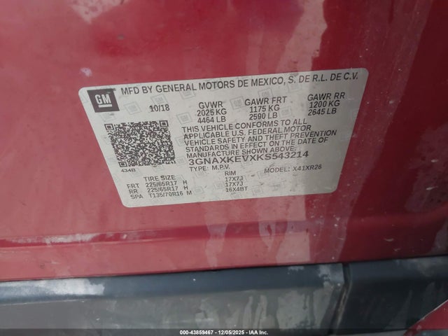 Chevrolet EQUINOX LT 2019 3GNAXKEVXKS543214 Image 9