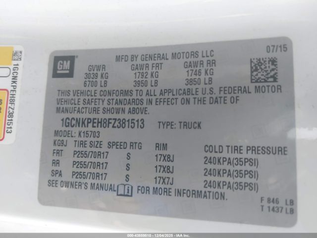 2015 CHEVROLET SILVERADO 1500 1GCNKPEH8FZ381513 Photo 8