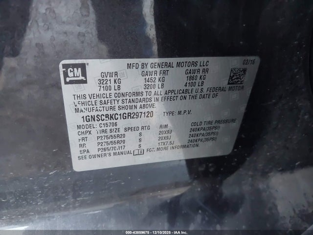 Chevrolet Tahoe Lt 2016 1GNSCBKC1GR297120 Image 9