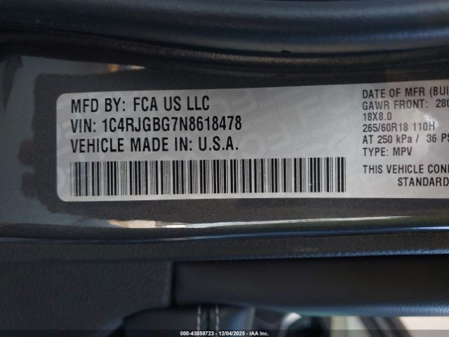 2022 JEEP GRAND CHEROKEE 1C4RJGBG7N8618478 Photo 8