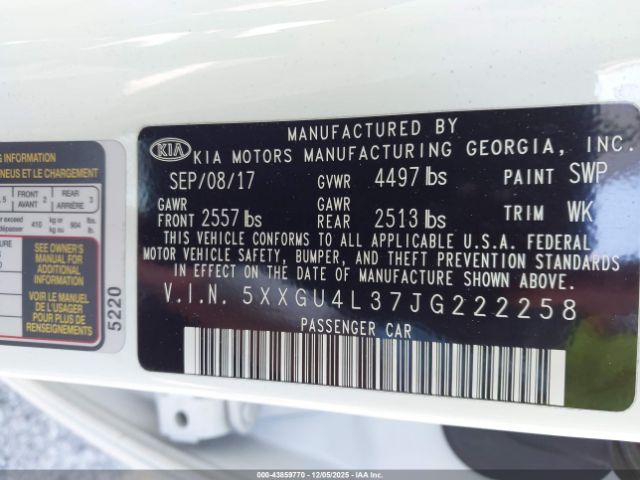 2018 KIA OPTIMA 5XXGU4L37JG222258 Photo 8