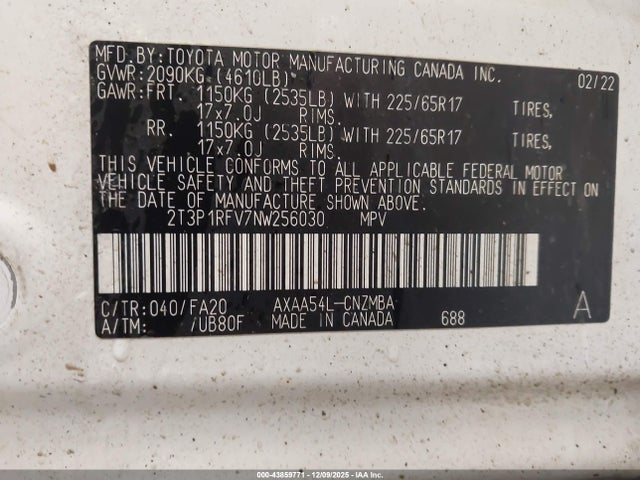 Toyota Rav4 Xle 2022 2T3P1RFV7NW256030 Image 9