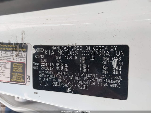 KIA SOUL + 2015 KNDJP3A56F7192911 Image 9
