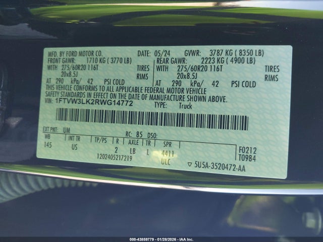 2024 FORD F-150 LIGHTNING 1FTVW3LK2RWG14772 Photo 8