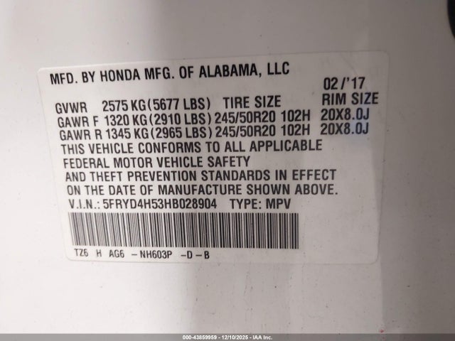 2017 ACURA MDX 5FRYD4H53HB028904 Photo 8