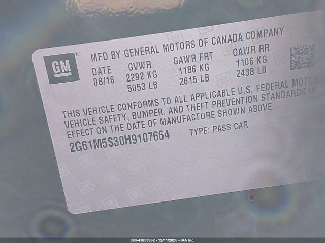 2017 CADILLAC XTS 2G61M5S30H9107664 Photo 8