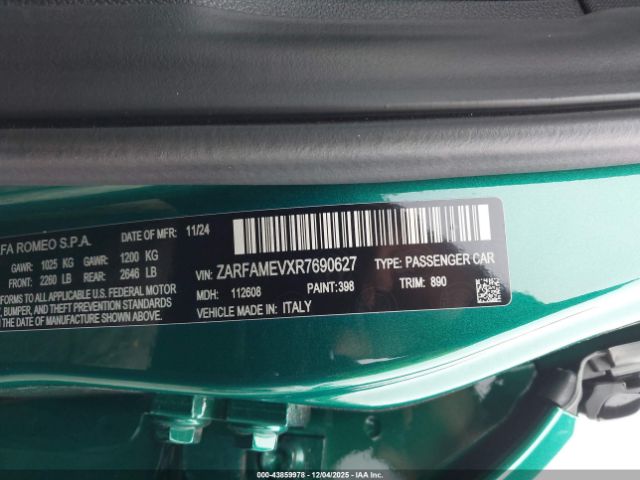 2024 ALFA ROMEO GIULIA ZARFAMEVXR7690627 Photo 8