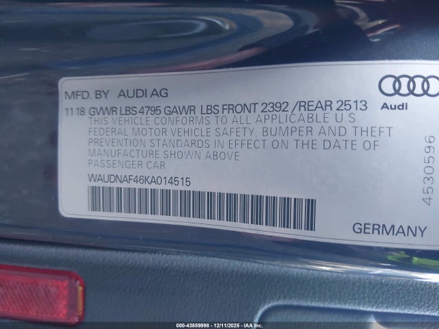 2019 AUDI A4 WAUDNAF46KA014515 Photo 8