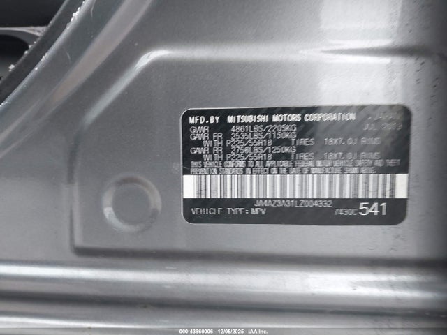 2020 MITSUBISHI OUTLANDER JA4AZ3A31LZ004332 Photo 8