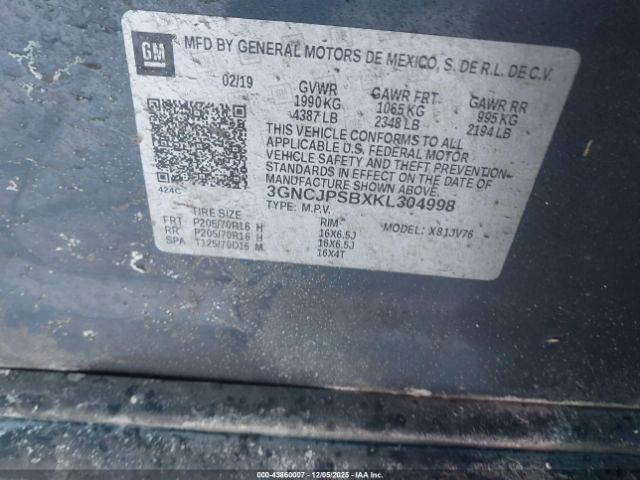 2019 CHEVROLET TRAX 3GNCJPSBXKL304998 Photo 8