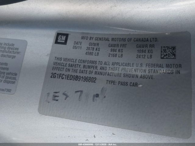 2011 CHEVROLET CAMARO 2G1FC1ED9B9196802 Photo 8