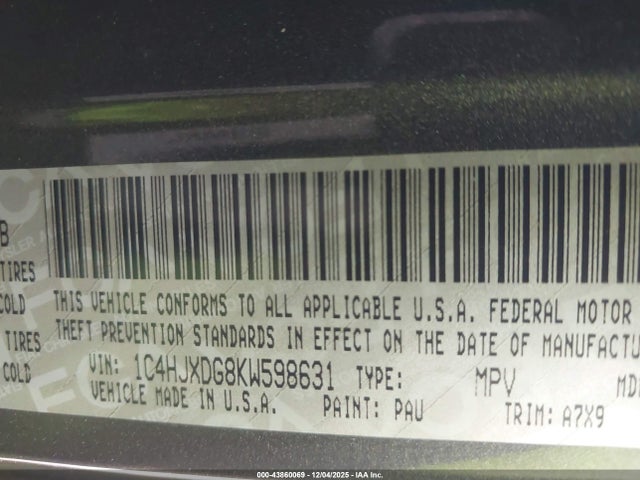 1C4HJXDG8KW598631 Jeep Wrangler Unlimited Sport S 4x4