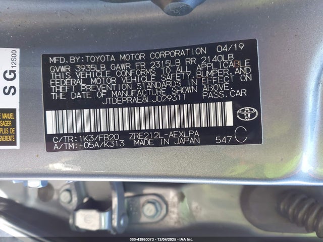 Toyota COROLLA LE 2020 JTDEPRAE8LJ029311 Image 9