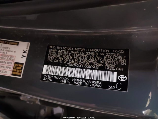 JTDACACU0S3050902 Toyota Prius Plug-in Hybrid Se