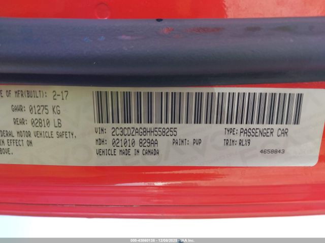 2017 DODGE CHALLENGER 2C3CDZAG8HH558255 Photo 8