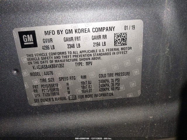 Продажа на аукционе авто 2019 Buick Encore Fwd Preferred, vin: KL4CJASB4KB841352, номер лота: 43860166