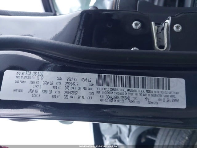 2018 Jeep Compass Latitude 4x4 მანქანა იყიდება აუქციონზე, vin: 3C4NJDBB6JT250081, აუქციონის ნომერი: 43860201