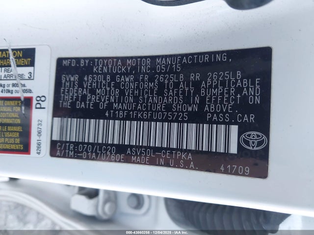Toyota Camry 2015 4T1BF1FK6FU075725 Image 21