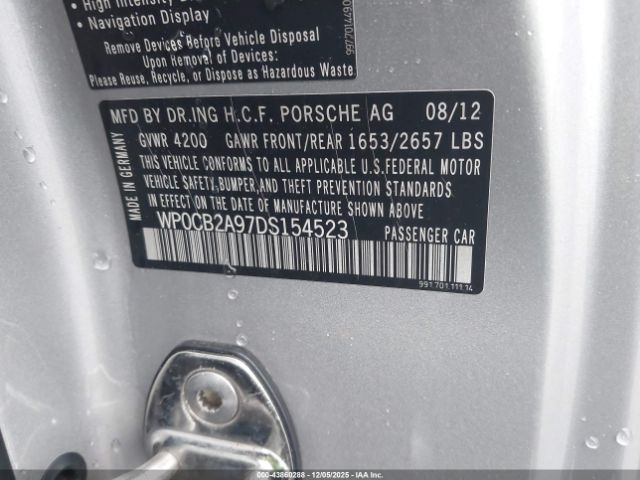 2013 PORSCHE 911 WP0CB2A97DS154523 Photo 8