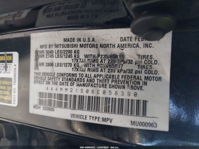 2006 MITSUBISHI ENDEAVOR 4A4MM21S06E058390 Photo 8