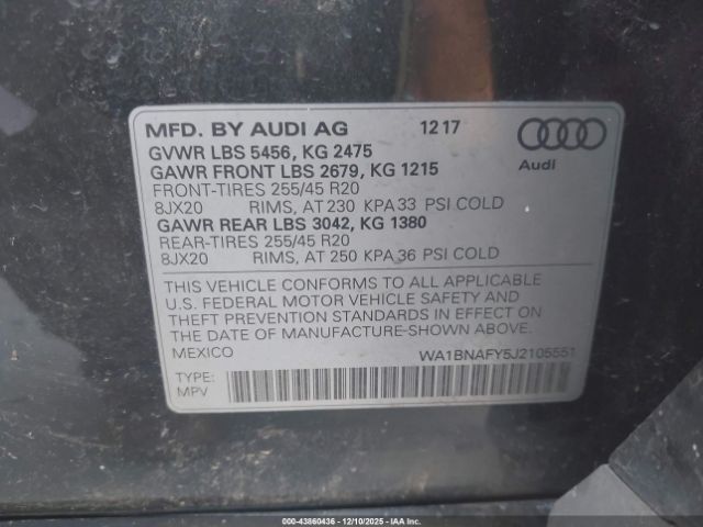 2018 AUDI Q5 WA1BNAFY5J2105551 Photo 8