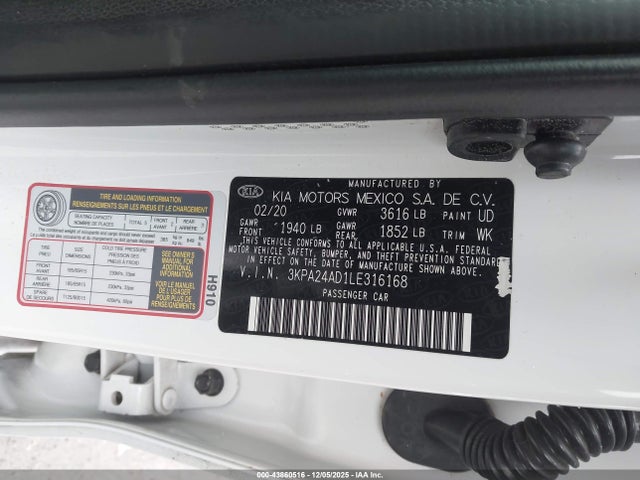 Продажа на аукционе авто 2020 Kia Rio Lx, vin: 3KPA24AD1LE316168, номер лота: 43860516