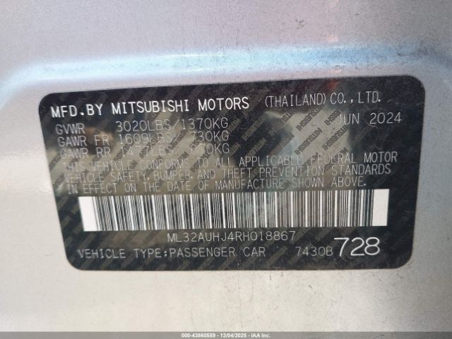2024 MITSUBISHI MIRAGE ML32AUHJ4RH018867 Photo 8