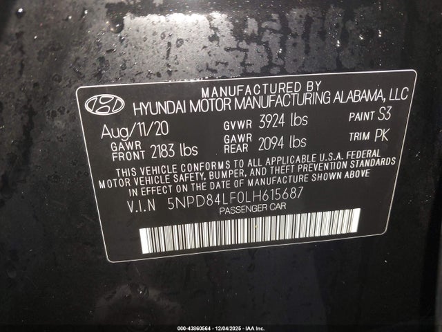 2020 HYUNDAI ELANTRA 5NPD84LF0LH615687 Photo 8
