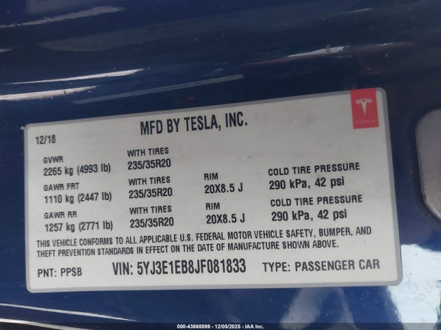 2018 TESLA MODEL 3 5YJ3E1EB8JF081833 Photo 8