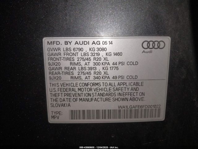 2015 AUDI Q7 WA1LGAFE6FD001022 Photo 8