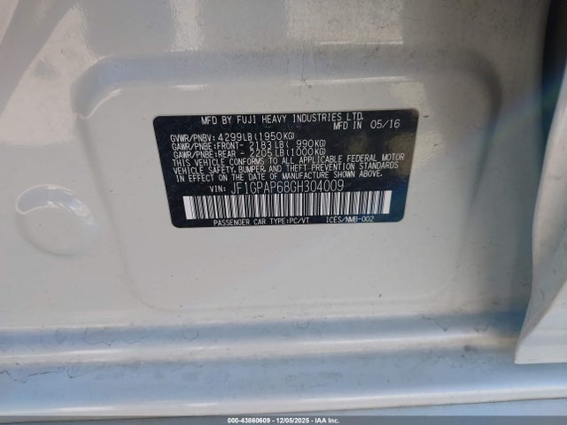 JF1GPAP68GH304009 Subaru Impreza 2.0i Sport Premium