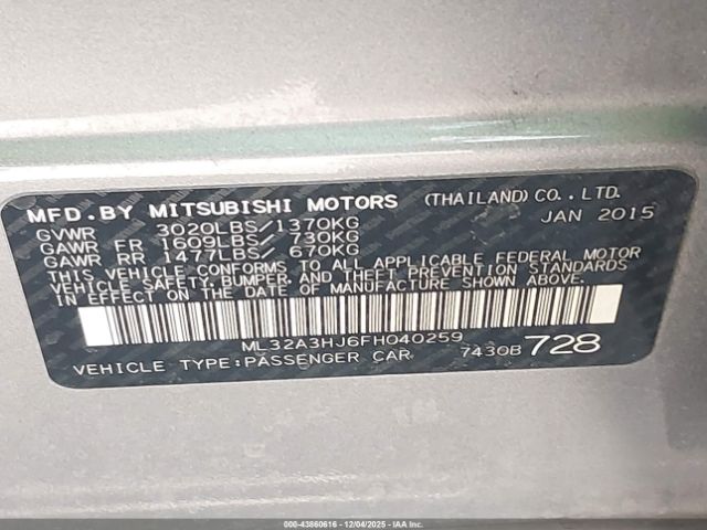 2015 MITSUBISHI MIRAGE ML32A3HJ6FH040259 Photo 8