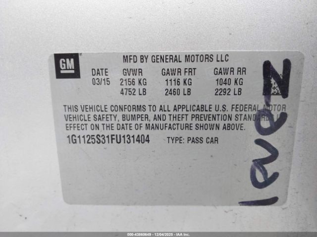 2015 CHEVROLET IMPALA 1G1125S31FU131404 Photo 8