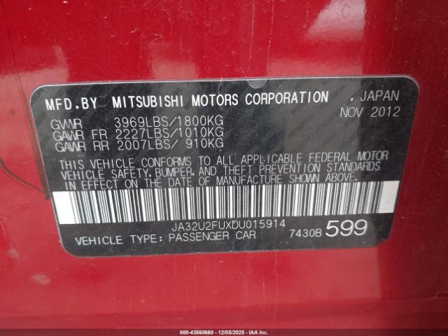2013 MITSUBISHI LANCER JA32U2FUXDU015914 Photo 8