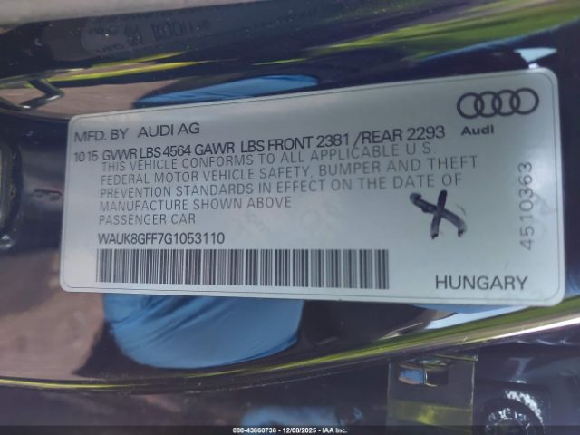2016 AUDI A3 WAUK8GFF7G1053110 Photo 8