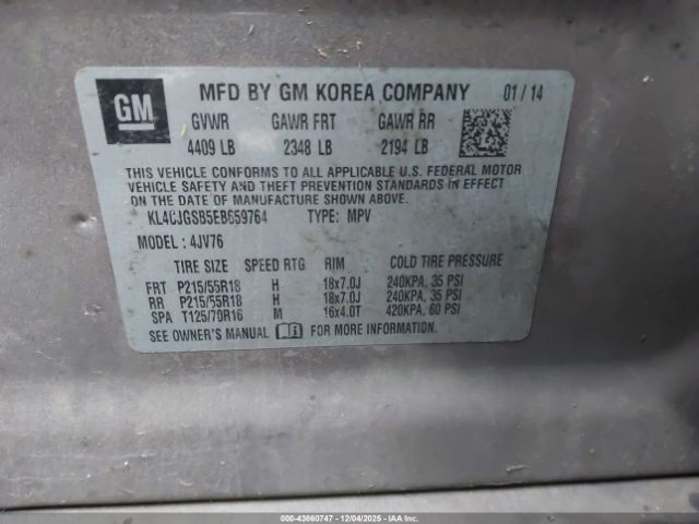 2014 BUICK ENCORE KL4CJGSB5EB659764 Photo 8