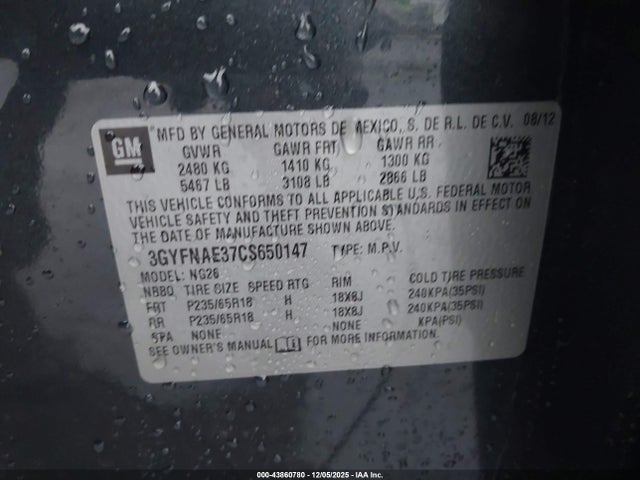 2012 CADILLAC SRX 3GYFNAE37CS650147 Photo 8