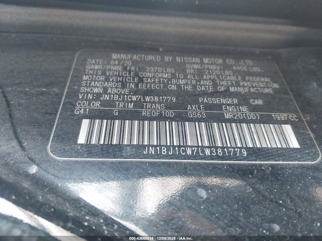 JN1BJ1CW7LW381779 Nissan Rogue Sport S Awd Xtronic Cvt