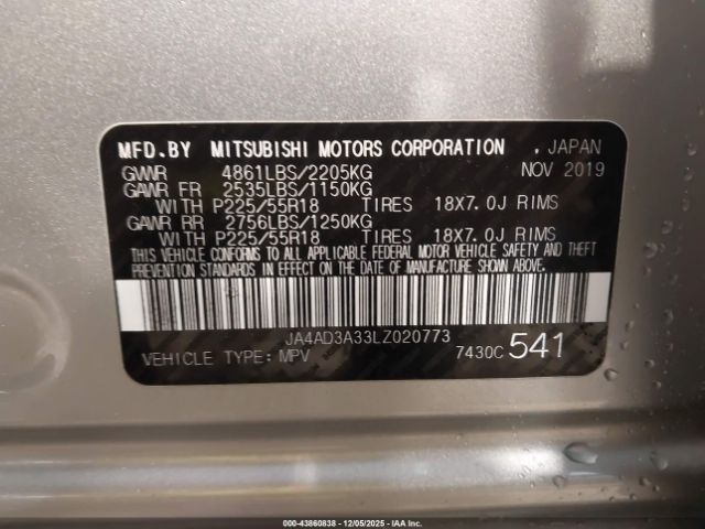 2020 MITSUBISHI OUTLANDER JA4AD3A33LZ020773 Photo 8