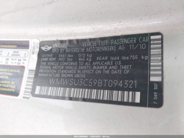 2011 MINI COOPER WMWSU3C59BT094321 Photo 8