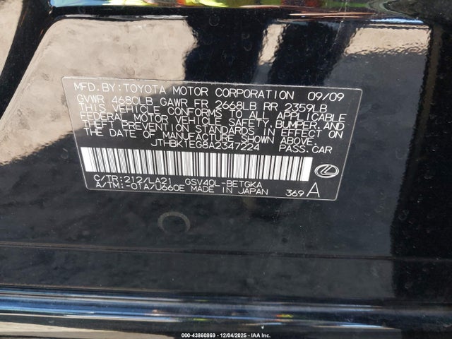 2010 LEXUS ES 350 JTHBK1EG8A2347224 Photo 8