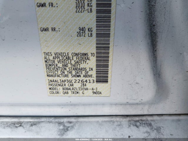 1N4AL3AP3GC226413 Nissan Altima 2.5 Sl