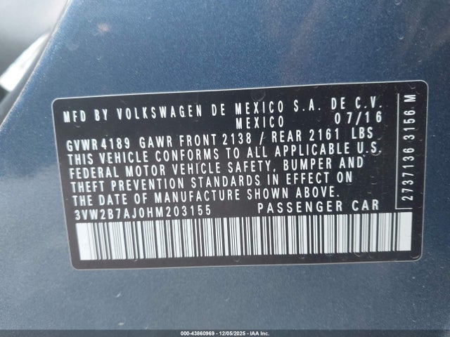 Volkswagen Jetta 1.4t S 2017 3VW2B7AJ0HM203155 Image 9