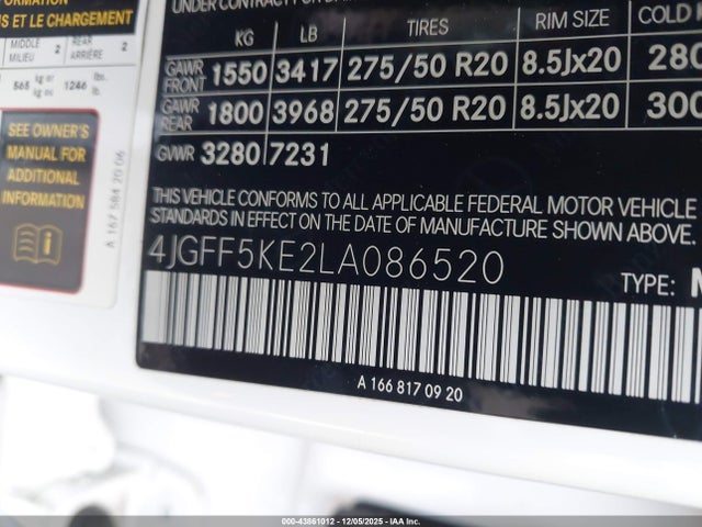 Mercedes-Benz Gls 450 4matic 2020 4JGFF5KE2LA086520 Image 9
